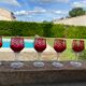 Set of 6 cut crystal wine glasses lined with ruby red (Style Ro)