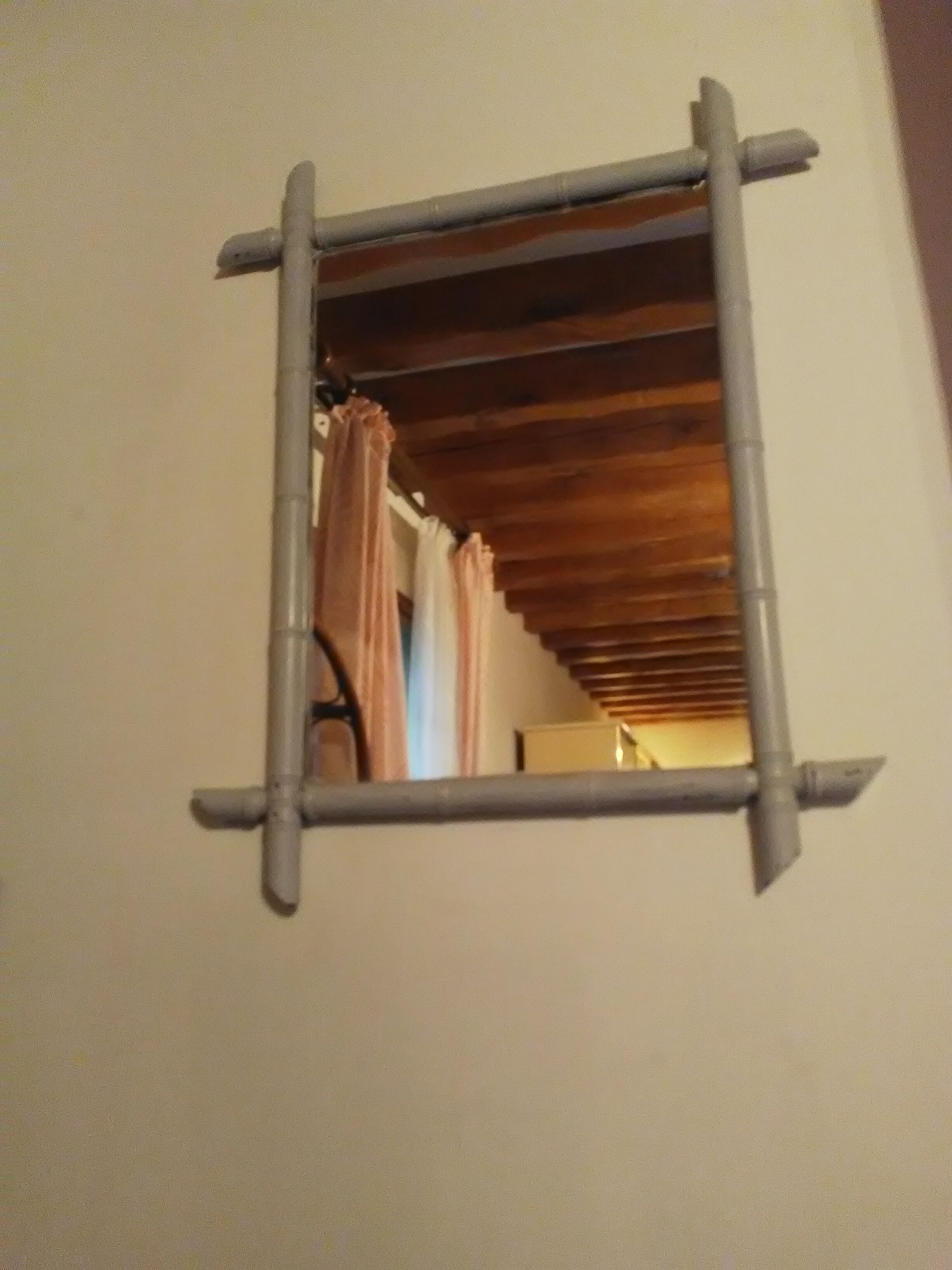 Bamboo mirror painted in grey 60x76cm