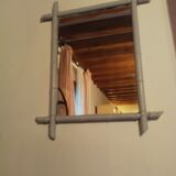 Bamboo mirror painted in grey 60x76cm