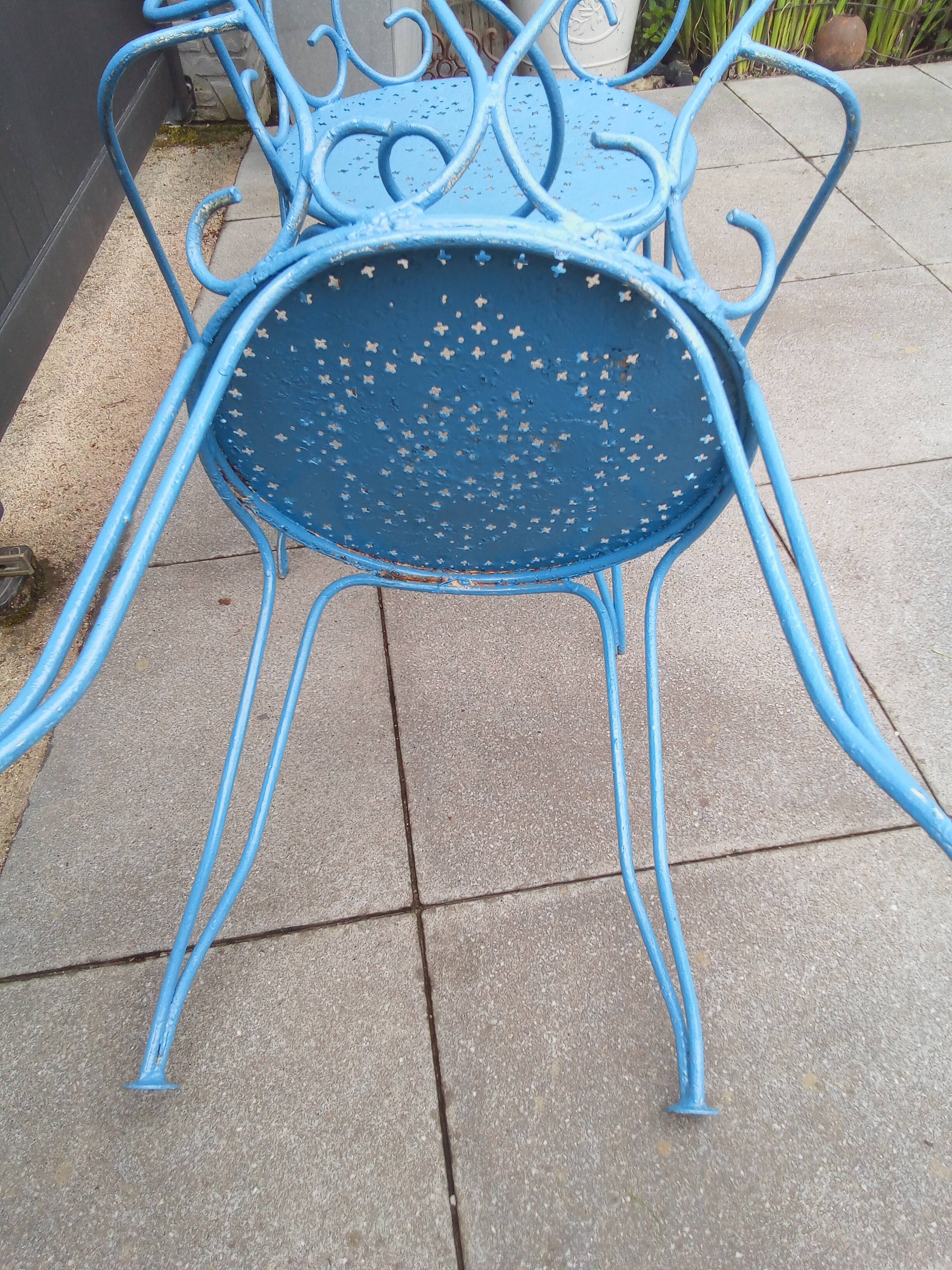 2 splendides chaises de jardin entièrement rénovées au goût du jour fer 1950