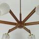 1960s mid century sputnik 8-light CHANDELIER teak brass glass ceiling light