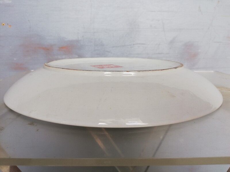 Plate china porcelainE enamelled family pink Lotus + Brand