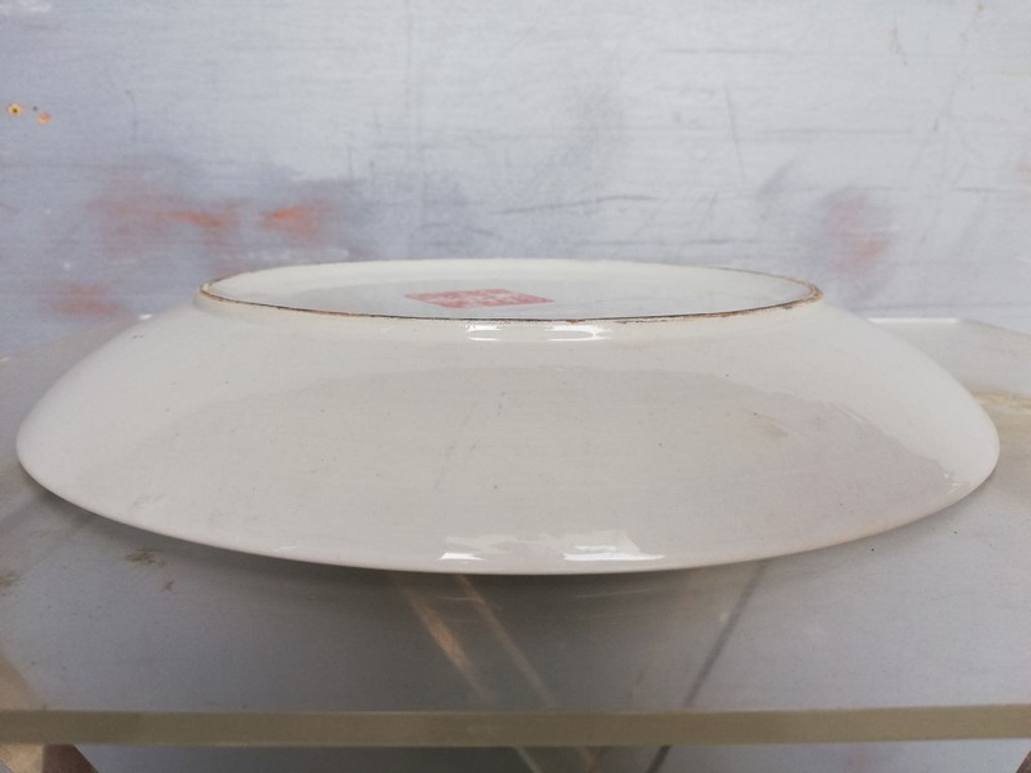 Plate china porcelainE enamelled family pink Lotus + Brand