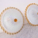 Set of 2 Italian Yellow Large Size Murano Glass Ceiling Fixture, Murano, 19