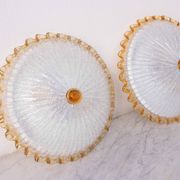 Set of 2 Italian Yellow Large Size Murano Glass Ceiling Fixture, Murano, 19