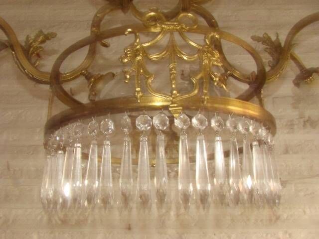 bronze and brass chandelier with 6 arms from the early 20th century