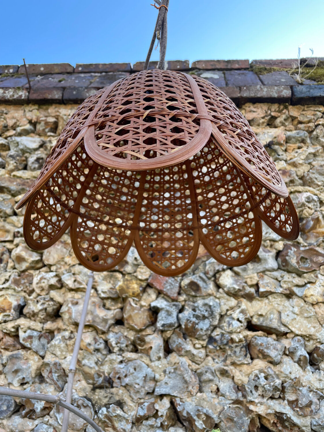 Suspension en cannage vintage 1970