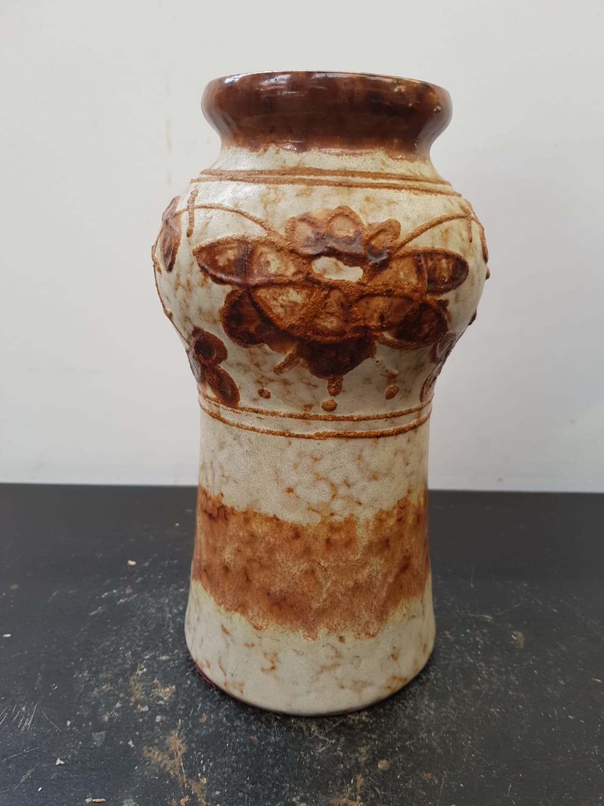 Old Ceramic Vase Beige Decor Brown Vintage