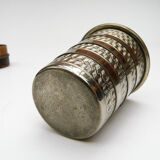 Timbale gobelet ancien pliant rétractable de voyage métal argenté en 4 parties