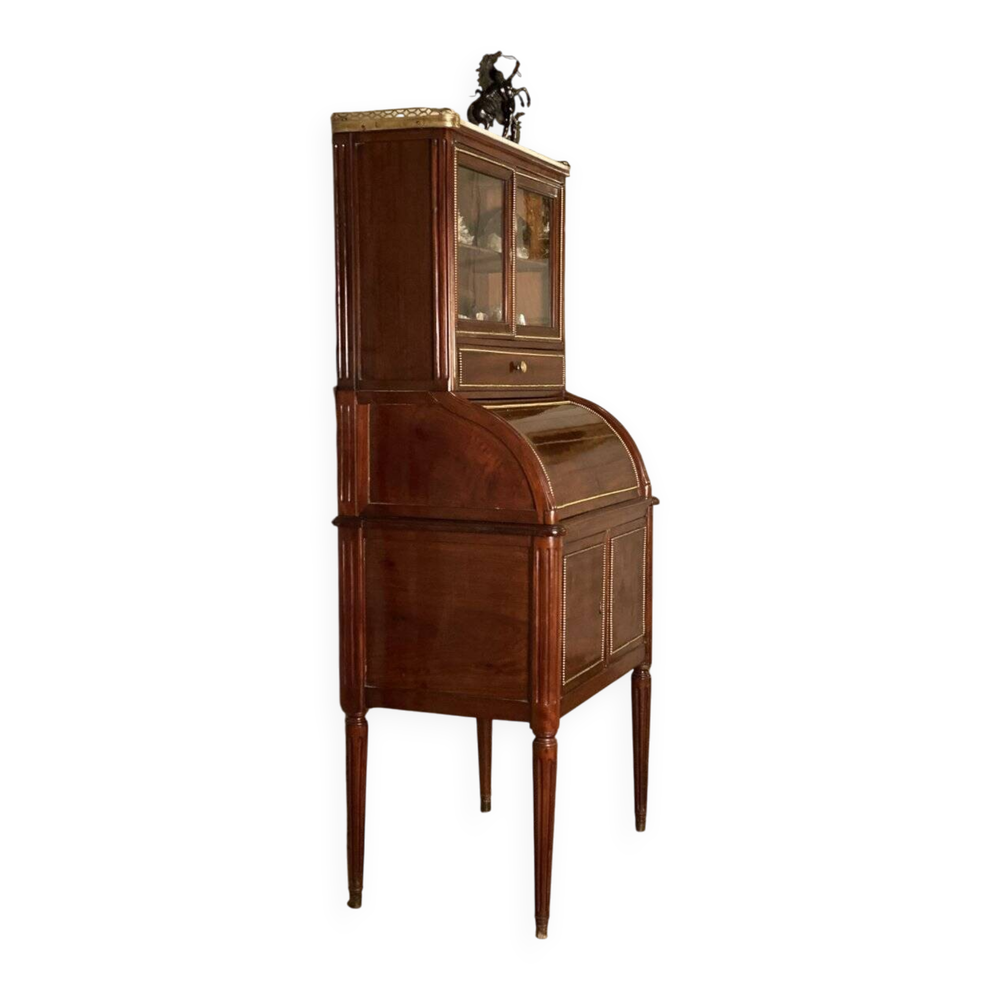 Cylinder desk in solid mahogany, late 18th century