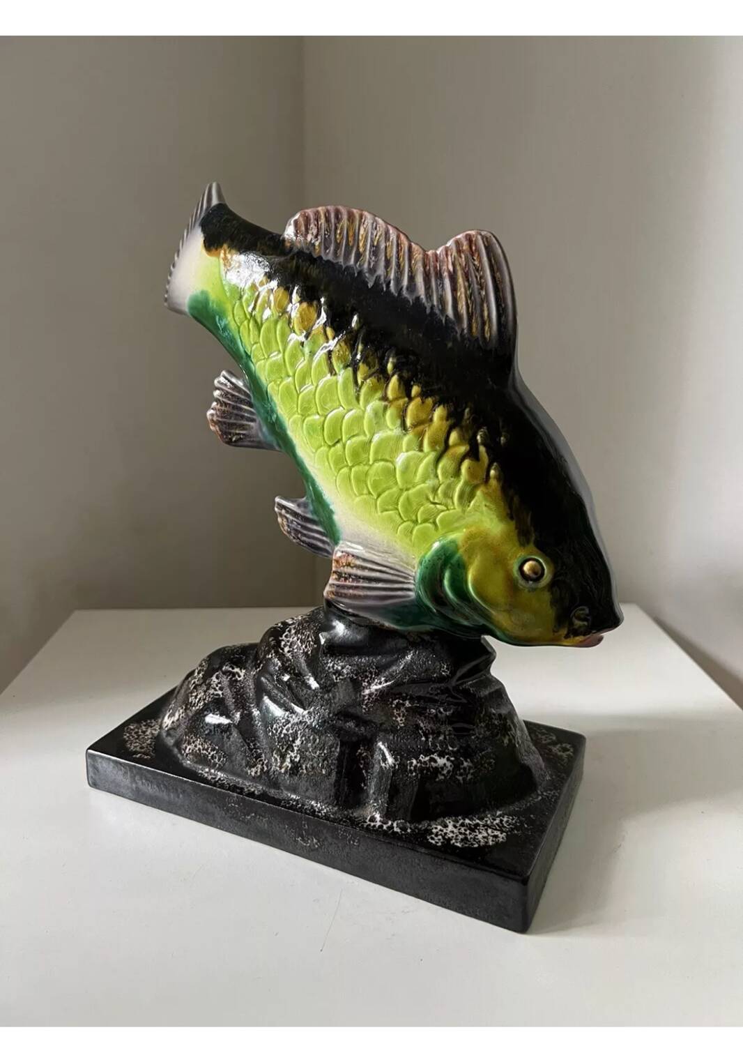 Poisson en plâtre émaillé vintage