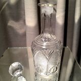 Pressed glass liqueur carafe molded table art