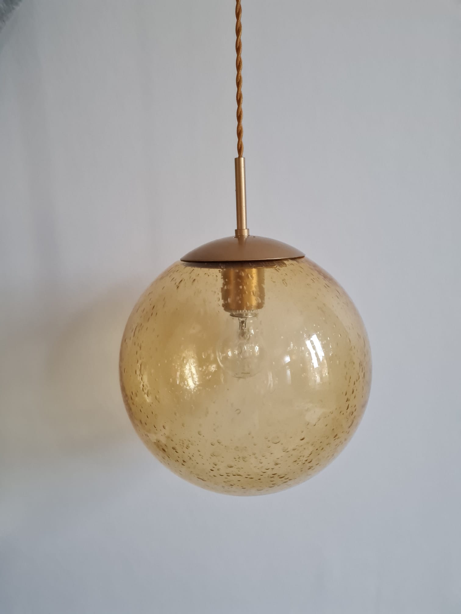Suspension globe glass smokes amber bubble Peill & Putzler space age