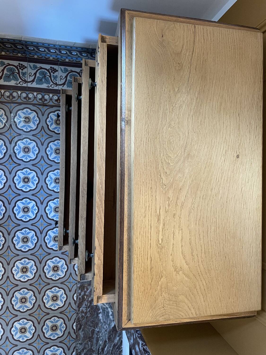 Carved solid oak chest of drawers