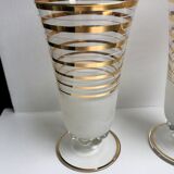 Pair of granite vases and gilded edging 60s