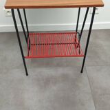 Side table with vinyl holder