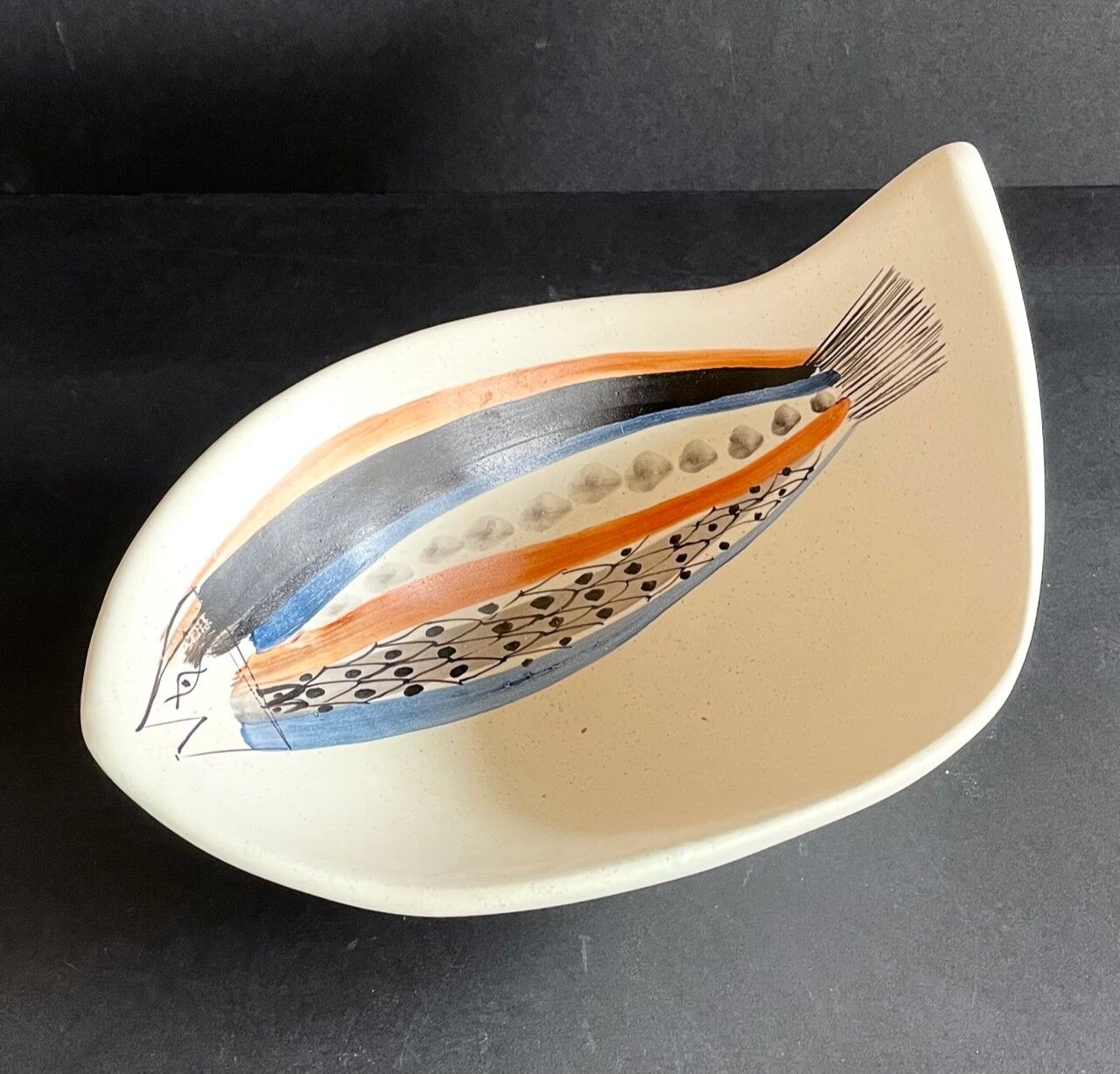 Earthenware "fish" cut by roger capron vallauris