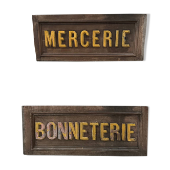 Former sign of Haberdashery and Bonneterie