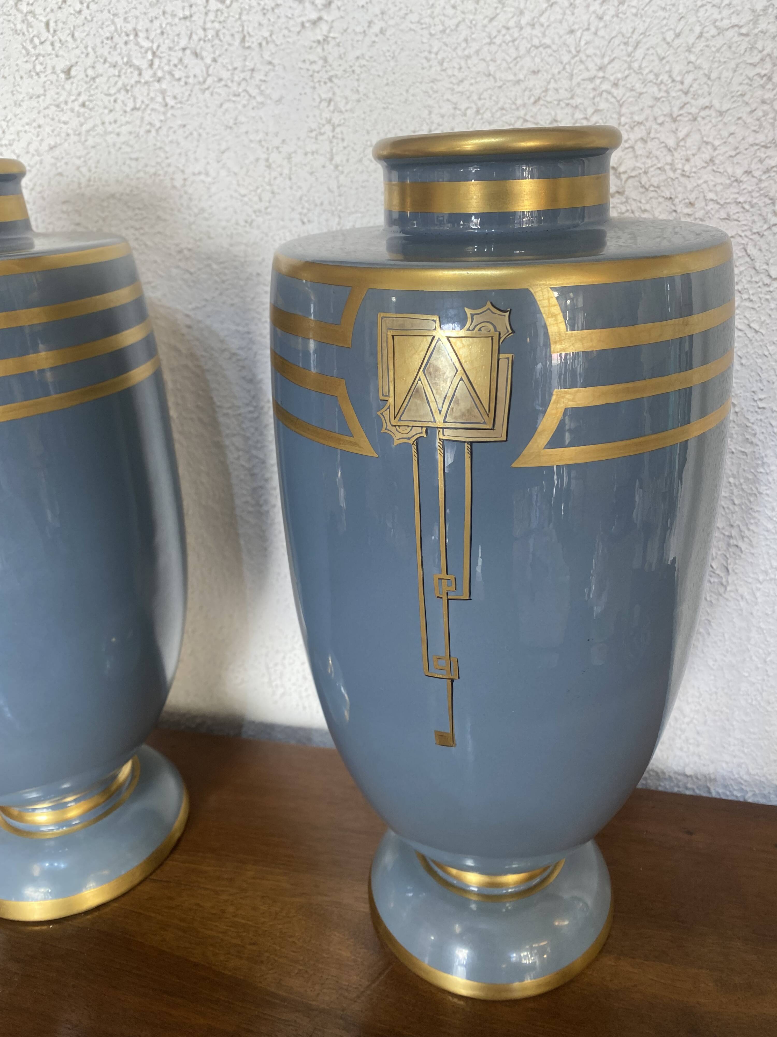 Paire de vases Art Déco signé Pinon Heuzé