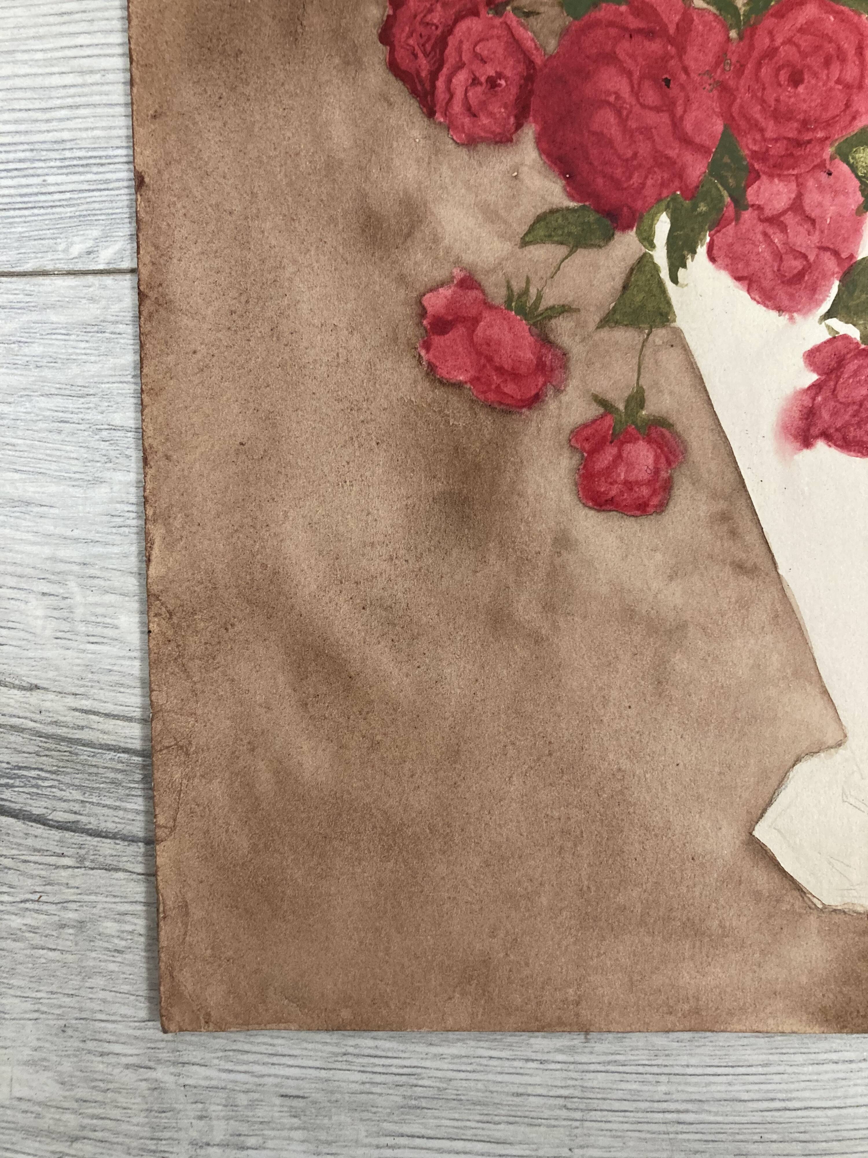 Watercolor with bouquet of roses