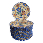 Henriot Quimper dessert plates, hand-painted earthenware.