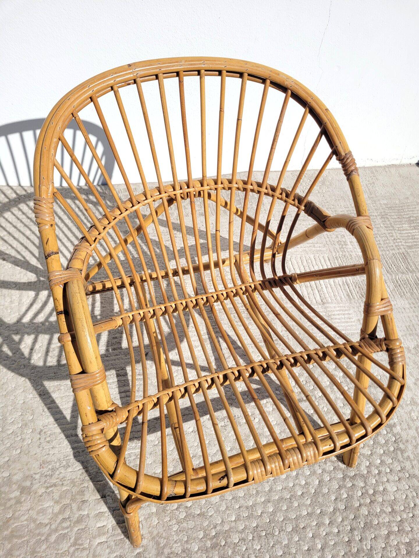 1960s rattan basket chair