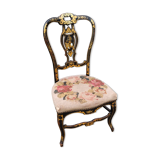 Chaise Napoléon III bois doré nacre XIXe