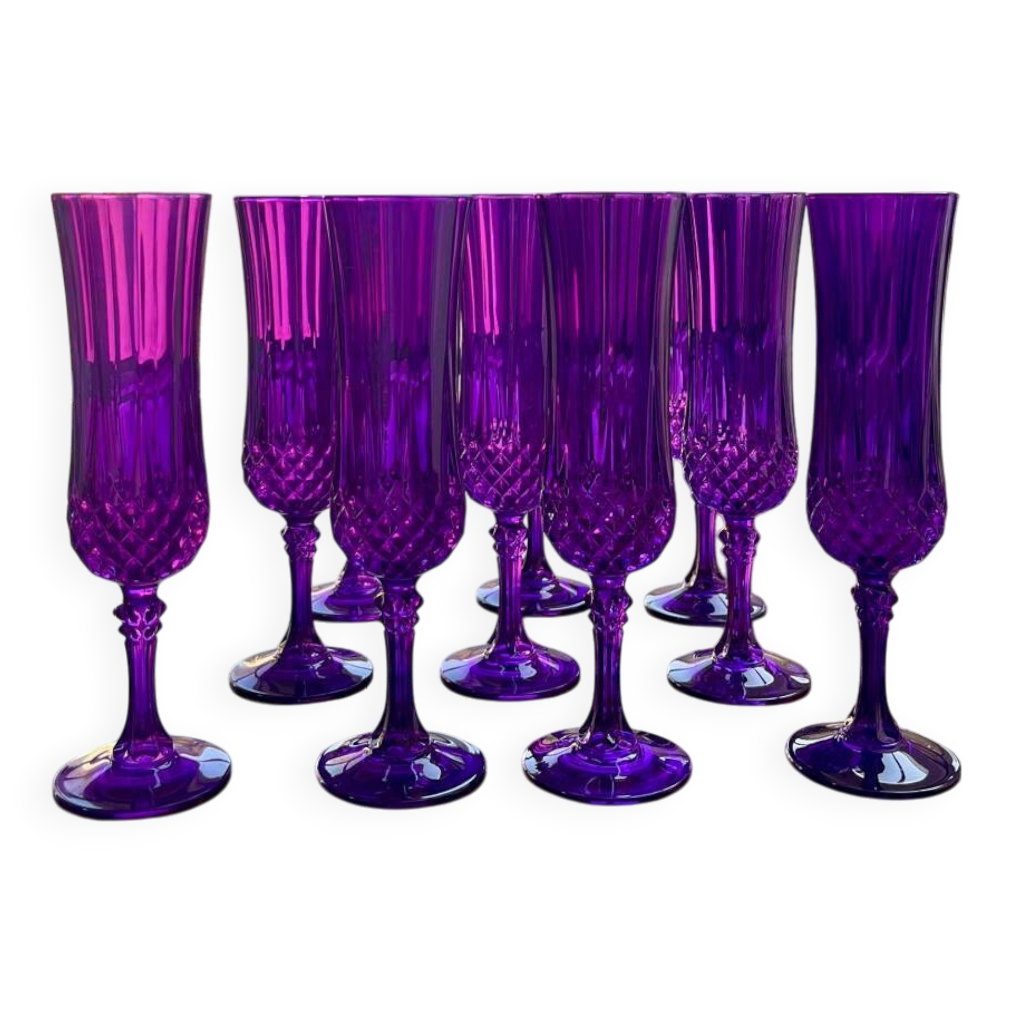 10 purple champagne flutes