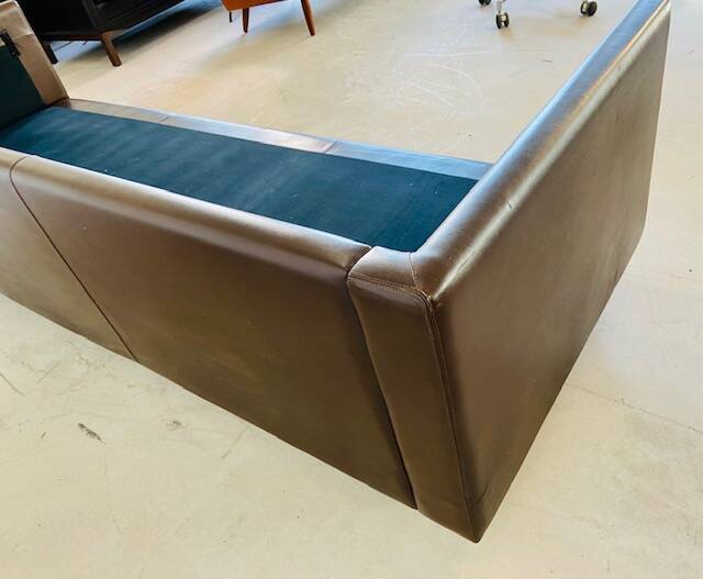 Vintage danish mid-century 3 person brown leather sofa by georg thams 1960s