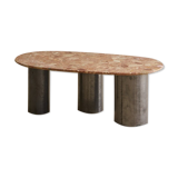 coffee table in terracotta marble and steel