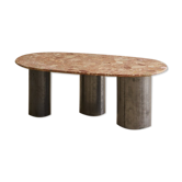 coffee table in terracotta marble and steel