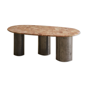 coffee table in terracotta marble and steel