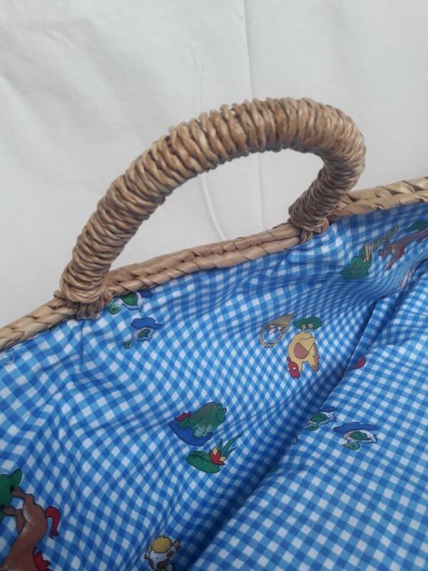 Couffin berceau bébé paille osier vintage