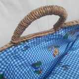 Couffin berceau bébé paille osier vintage
