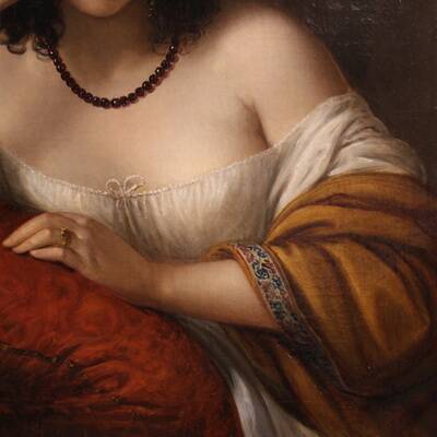 Portrait d'une dame signé N. Schiavoni et daté de 1842