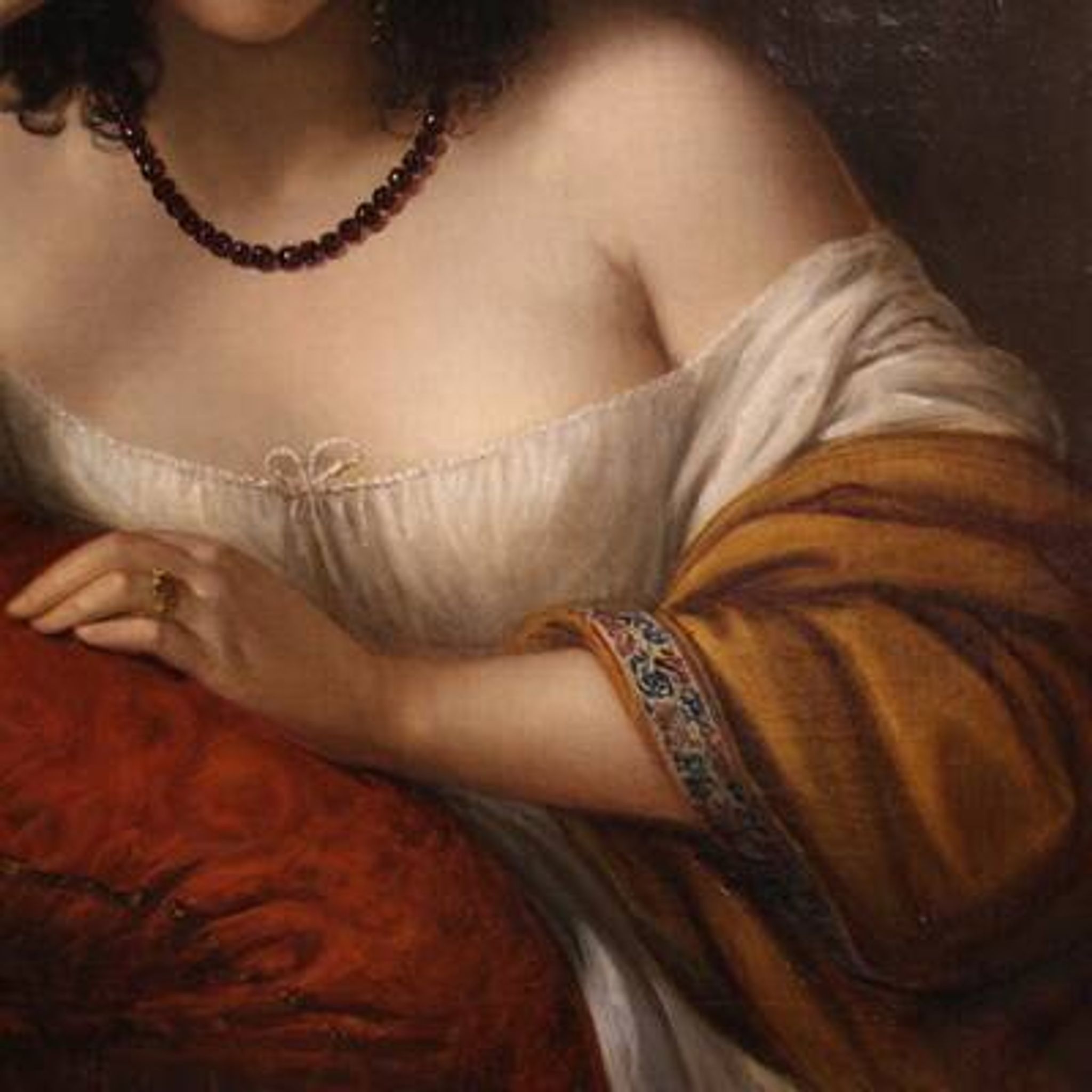 Portrait d'une dame signé N. Schiavoni et daté de 1842