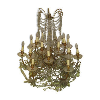 Crystal chandelier and gilded bronze pendants late nineteenth