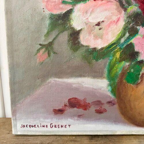Oil on canvas bouquet of roses