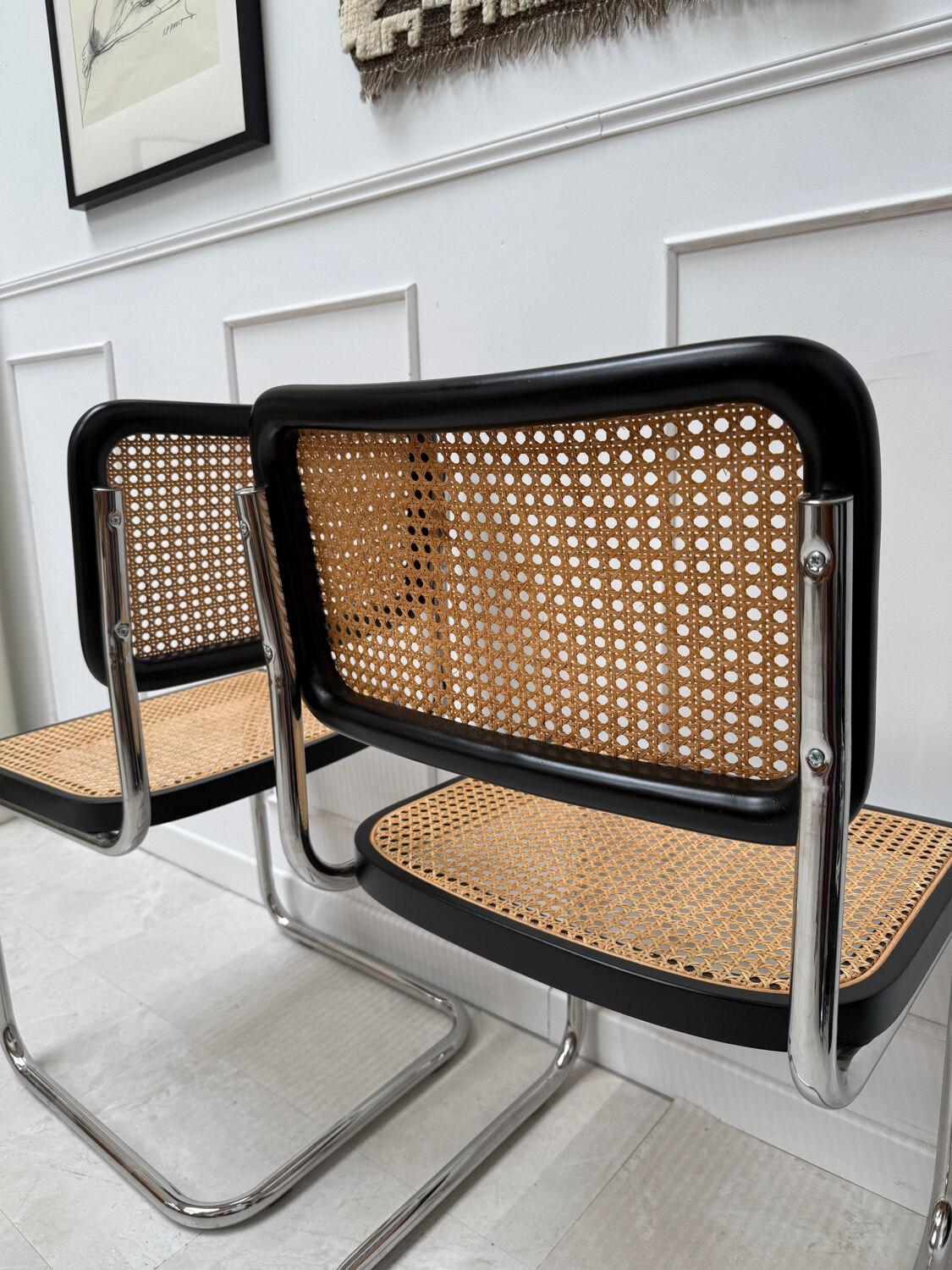 Pair of black B32 Cesca chairs