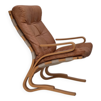1970s, Norwegian armchair, model "Kengu", furniture leather.