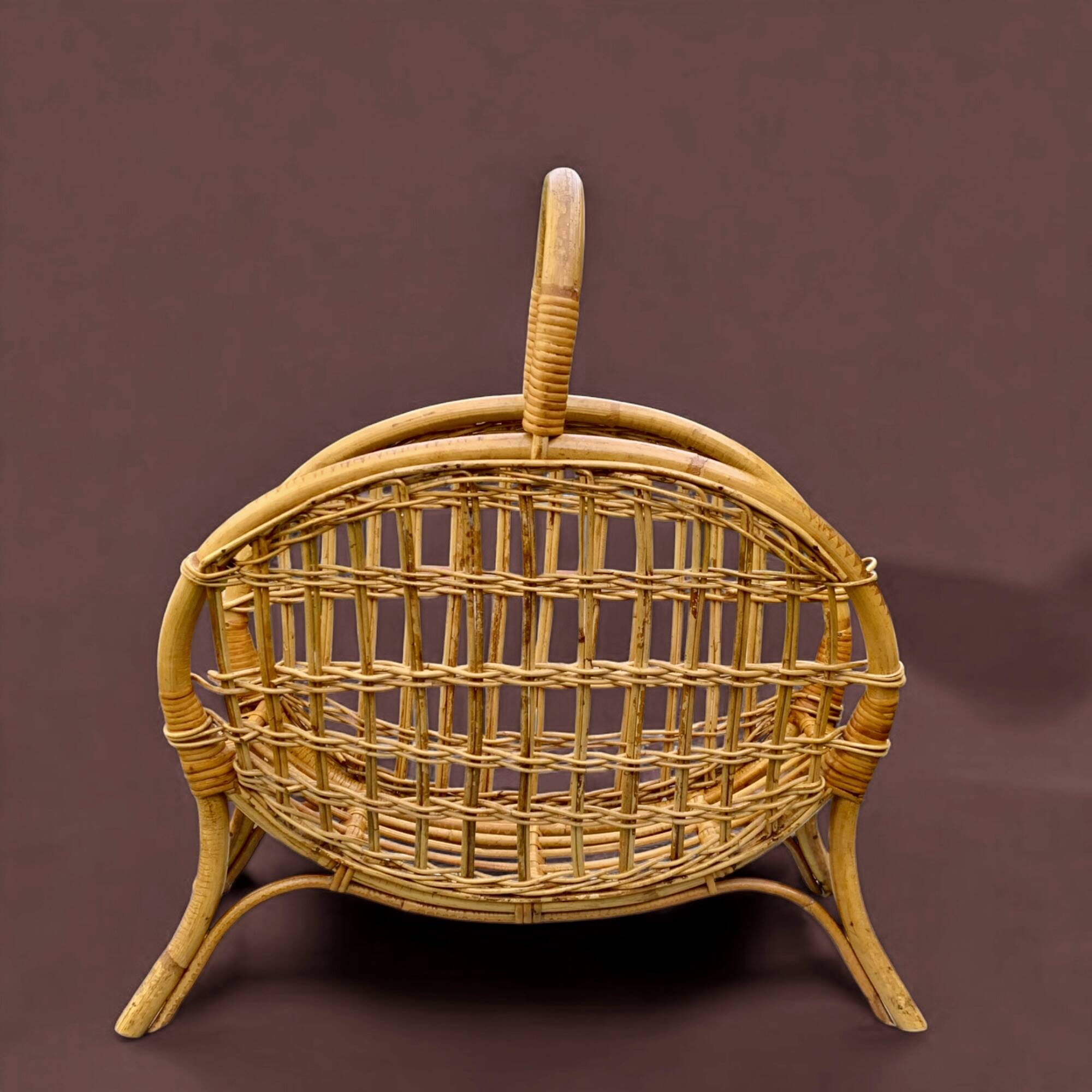 Vintage bamboo and wicker magazine rack