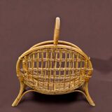 Vintage bamboo and wicker magazine rack