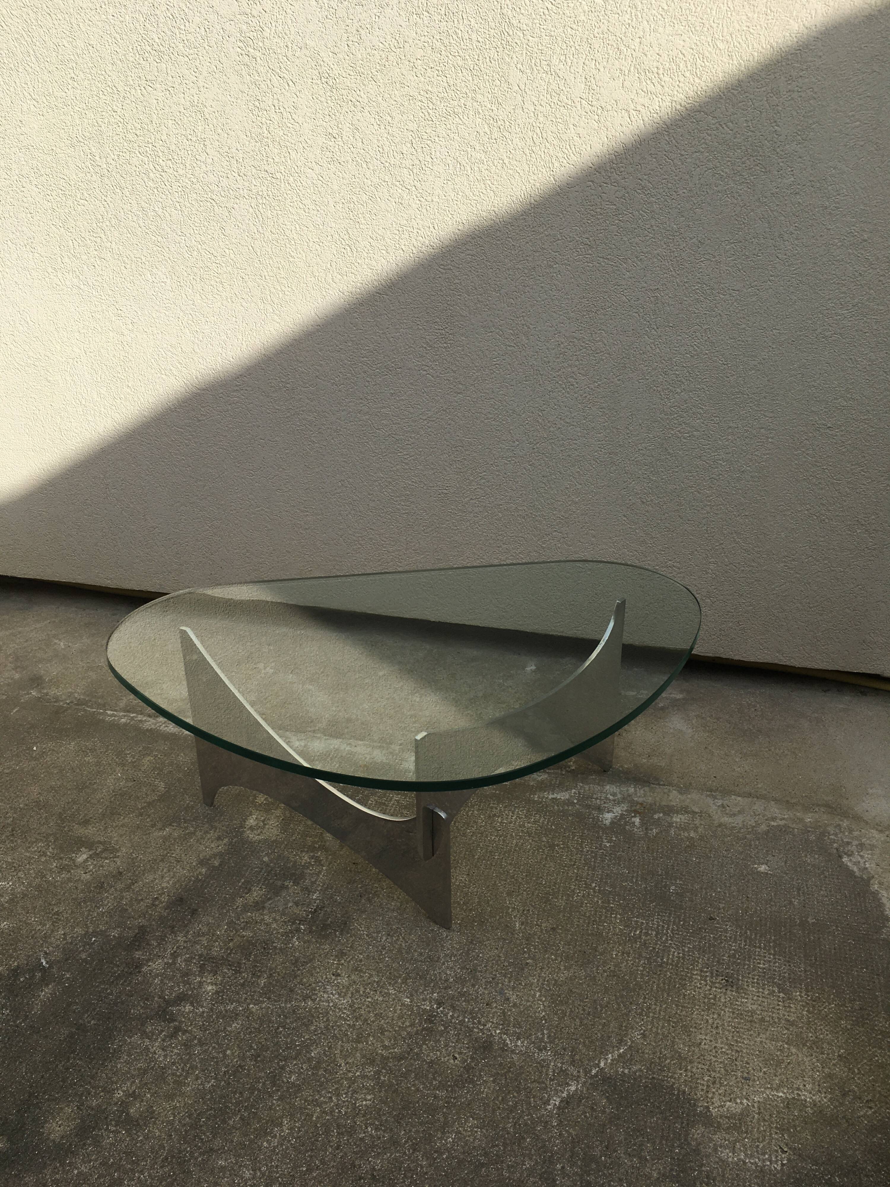Glass and metal coffee table