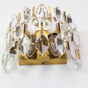 Pair of wall sconces in gilded brass and crystal by Palwa, Germany, 1970s.