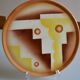 Art deco ceramic dish with geometric decor