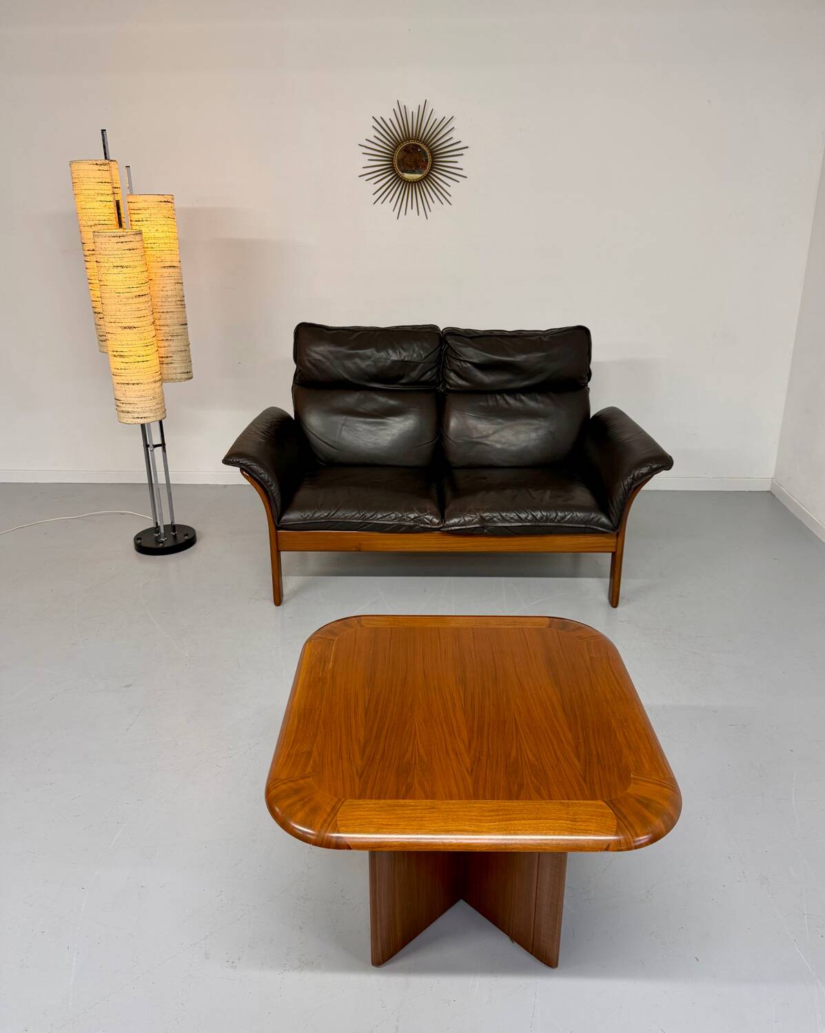 Vintage black leather Dreipunkt Scala design 2-seater sofa.