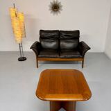 Vintage black leather Dreipunkt Scala design 2-seater sofa.
