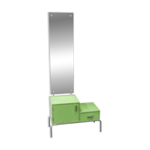 Table de coiffeuse Bauhaus en verre vert tchèque avec miroir et cadre en chrome, années 1930
