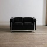Vintage Cassina LC2 two seater sofa by Charlotte Perriand and Le Corbusier