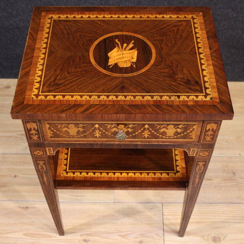 Pair of Louis XVI style inlaid bedside tables from the 20th century